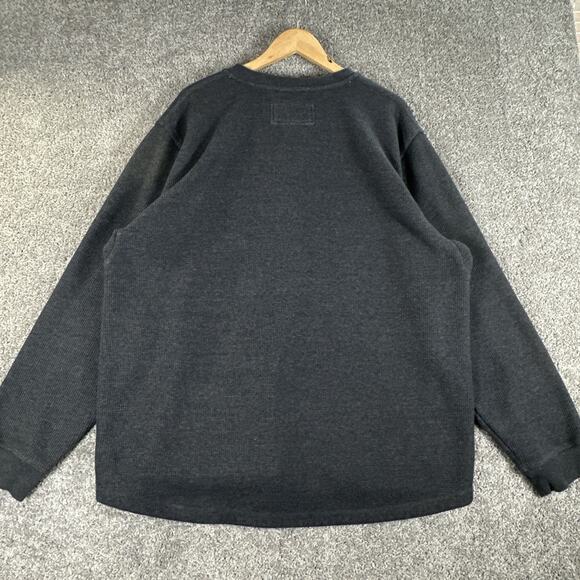 LL Bean Sweater Men 2XL Gray Katahdin Iron Works Bonded Waffle Fleece Henley - Picture 11 of 11